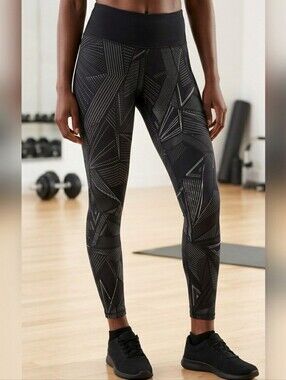 Old Navy Active Compression Leggings Geometric Black White Abstract Size L